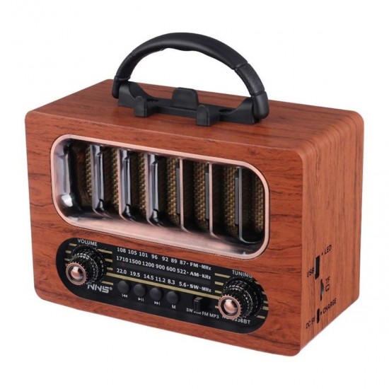 Robinanka Orta Boy Retro Ahşap Tasarım Bluetooth Hoparlörlü Radyo – FM/AM Destekli, Şarjlı ve Taşınabiliri Radyo NS-6636 Robinanka Orta Boy Retro Ahşap Tasarım Bluetooth Hoparlörlü Radyo – FM/AM Destekli, Şarjlı ve Taşınabiliri Radyo NS-6636