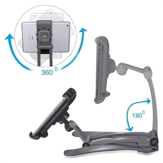 Robinanka® 360 Derece Dönebilen Mutfak Masaüstü Telefon Tablet Tutucu Ayarlanabilir Esnek Ayaklı Metal Robinanka® 360 Derece Dönebilen Mutfak Masaüstü Telefon Tablet Tutucu Ayarlanabilir Esnek Ayaklı Metal