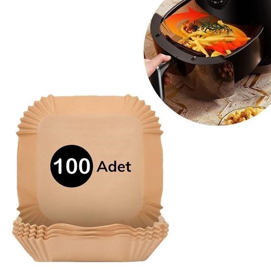 Robinanka® 100 Adet Air Fryer Pişirme Kağıdı Tek Kullanımlık  Gıda Yağlı Kağıdı Kare Tabak Model