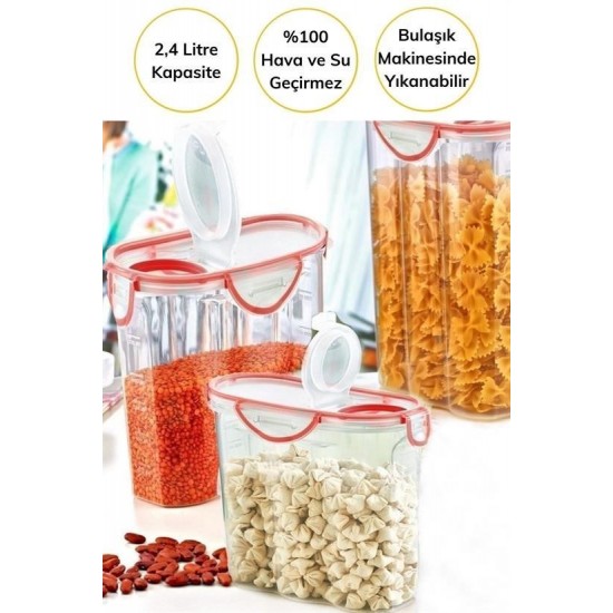 Robinanka® Kilitli Kapaklı Contalı Hava,Su Sıvı Geçirmez 2,4 Litre Erzak Saklama Kabı-SA590 Robinanka® Kilitli Kapaklı Contalı Hava,Su Sıvı Geçirmez 2,4 Litre Erzak Saklama Kabı-SA590