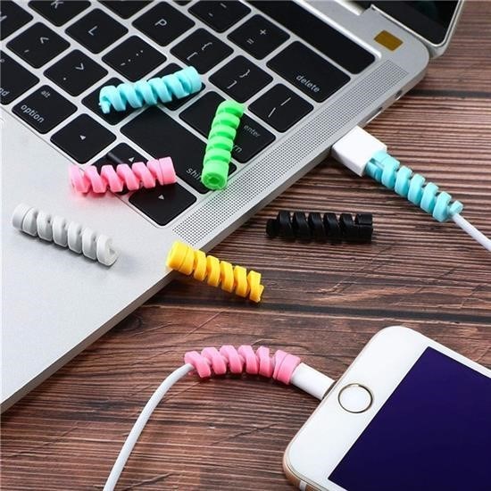 Robinanka® 4lü Apple, Android Şaj Kablosu Koruyucu Silikon Spiral Yay Aparat Robinanka® 4lü Apple, Android Şaj Kablosu Koruyucu Silikon Spiral Yay Aparat
