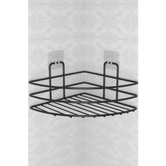 Robinanka® Kendiliğinden Yapışkanlı Montaj Gerektirmeyen Tek Katlı Banyo Askı Köşe Şampuanlık Siyah Robinanka® Kendiliğinden Yapışkanlı Montaj Gerektirmeyen Tek Katlı Banyo Askı Köşe Şampuanlık Siyah