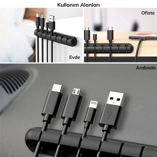 Robinanka® Çok Amaçlı Kablo Tutucu Akrilik Güçlü Yapışkanlı Organizer Düzenleyici 16 Parça Set Kolay Ku