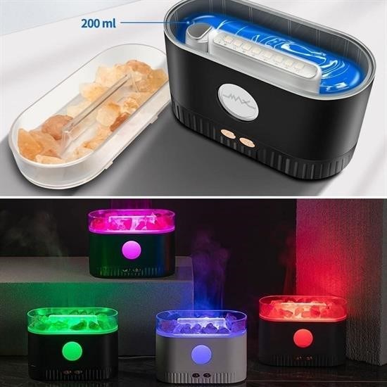Robinanka® Himalaya Tuzlu Renkli Led Aydınlatmalı 200ml Hava Nemlendiricili Aromaterapi Difüzörü Robinanka® Himalaya Tuzlu Renkli Led Aydınlatmalı 200ml Hava Nemlendiricili Aromaterapi Difüzörü