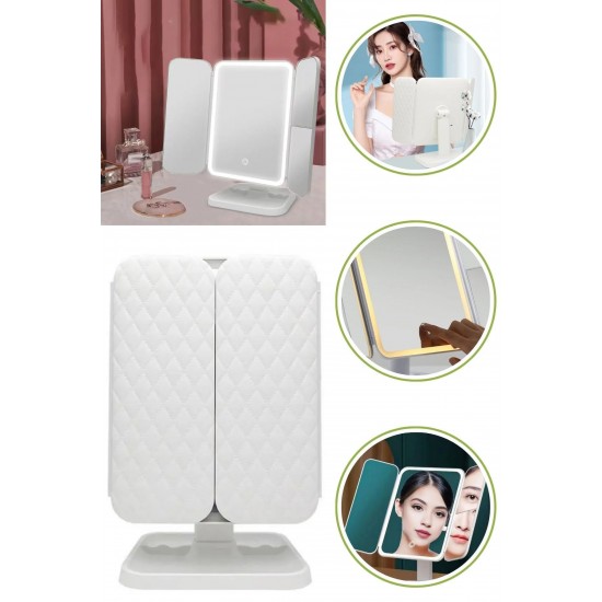 Robinanka® 2 Kapaklı,3 Farklı Dokunmatik Led Ayarlı USB Şarj ile Şarj Olabilen Makyaj Aynası Robinanka® 2 Kapaklı,3 Farklı Dokunmatik Led Ayarlı USB Şarj ile Şarj Olabilen Makyaj Aynası