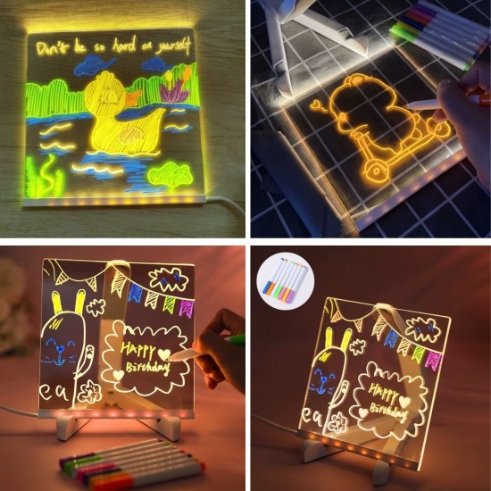 Robinanka LED Işıklı Kendiliğinden Renkli Fosforlu Kalemli Kare Yazı Panosu 20x20 cm Robinanka LED Işıklı Kendiliğinden Renkli Fosforlu Kalemli Kare Yazı Panosu 20x20 cm