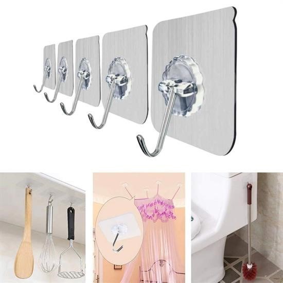 Robinanka® Süper Güçlü Yapışkanlı Suya Dayanıklı Şeffaf Askı 5li Set Yeniden Kullanılabilir Kancalar Robinanka® Süper Güçlü Yapışkanlı Suya Dayanıklı Şeffaf Askı 5li Set Yeniden Kullanılabilir Kancalar