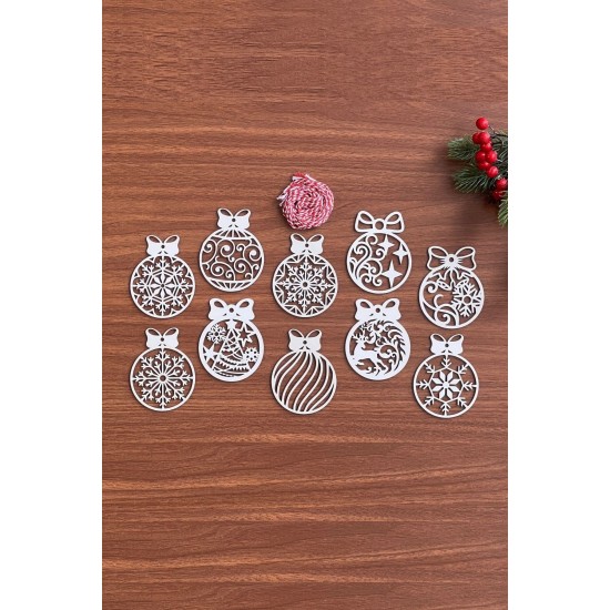 Robinanka® 10 Parça Kırmızı Beyaz İpli Fiyonk Model Ahşap Yılbaşı Ağaç Süsü Robinanka® 10 Parça Kırmızı Beyaz İpli Fiyonk Model Ahşap Yılbaşı Ağaç Süsü