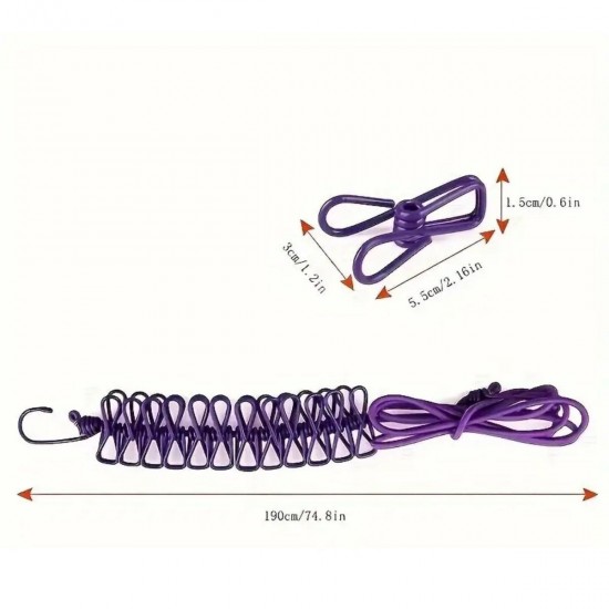 Robinanka® Taşınabilir Seyahat Çamaşır İpi 12 Mandallı Klipsli Lastikli Çamaşır Mandalları Robinanka® Taşınabilir Seyahat Çamaşır İpi 12 Mandallı Klipsli Lastikli Çamaşır Mandalları