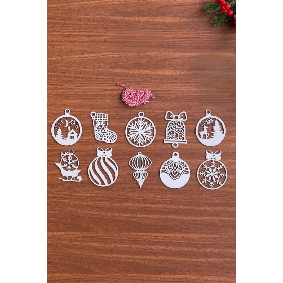Robinanka® 10 Parça Kırmızı Beyaz İpli Karışık Model Ahşap Yılbaşı Ağaç Süsü Robinanka® 10 Parça Kırmızı Beyaz İpli Karışık Model Ahşap Yılbaşı Ağaç Süsü