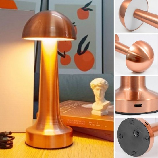Robinanka Mantar Model Bronz Renk Şarjlı Dokunmatik 3 Renkli LED Masa Lambası Robinanka Mantar Model Bronz Renk Şarjlı Dokunmatik 3 Renkli LED Masa Lambası