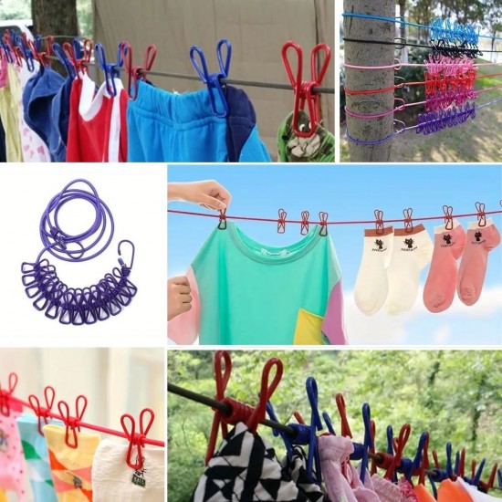 Robinanka® Taşınabilir Seyahat Çamaşır İpi 12 Mandallı Klipsli Lastikli Çamaşır Mandalları Robinanka® Taşınabilir Seyahat Çamaşır İpi 12 Mandallı Klipsli Lastikli Çamaşır Mandalları
