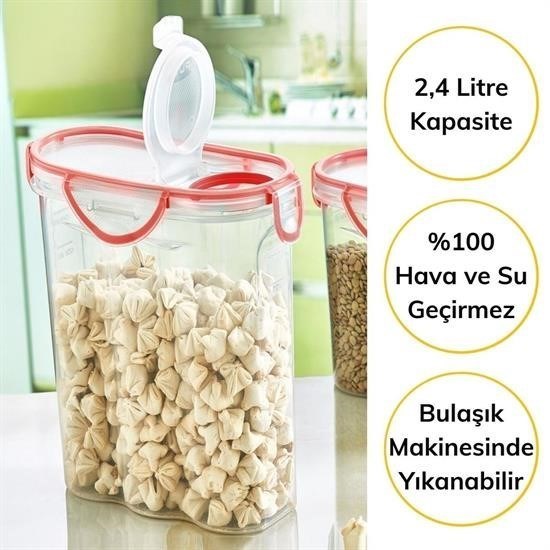Robinanka® Kilitli Kapaklı Contalı Hava,Su Sıvı Geçirmez 2,4 Litre Erzak Saklama Kabı-SA590 Robinanka® Kilitli Kapaklı Contalı Hava,Su Sıvı Geçirmez 2,4 Litre Erzak Saklama Kabı-SA590