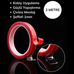 Robinanka 2 Metre Şeffaf Ekstra Güçlü Banyo Mutfak Posta Ofis Çift Taraflı Akrilik Silikon VHB Bant Robinanka 2 Metre Şeffaf Ekstra Güçlü Banyo Mutfak Posta Ofis Çift Taraflı Akrilik Silikon VHB Bant