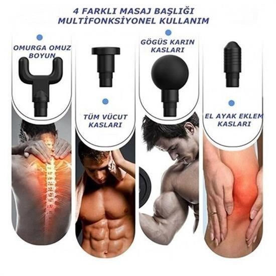 Robinanka® 4 Başlıklı 6 Seviye Hız Ayarlı Vurmalı Kas Yoğurmalı Titreşimli Masaj Tabancası Aleti Robinanka® 4 Başlıklı 6 Seviye Hız Ayarlı Vurmalı Kas Yoğurmalı Titreşimli Masaj Tabancası Aleti