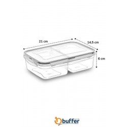 Robinanka 2 Bölmeli Sızdırmaz Contalı Kilitli Kapaklı 1 Litre Erzak Saklama Kabı -LC505 Robinanka 2 Bölmeli Sızdırmaz Contalı Kilitli Kapaklı 1 Litre Erzak Saklama Kabı -LC505