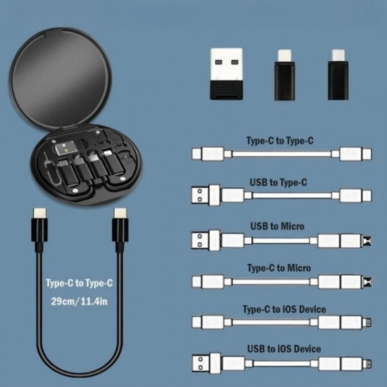 Robinanka 60w Destekli Kablo Kutusu Seyahat Kablo Seti 5'i 1 arada USB Type-C Şarj Kablosu Seti  Robinanka 60w Destekli Kablo Kutusu Seyahat Kablo Seti 5'i 1 arada USB Type-C Şarj Kablosu Seti