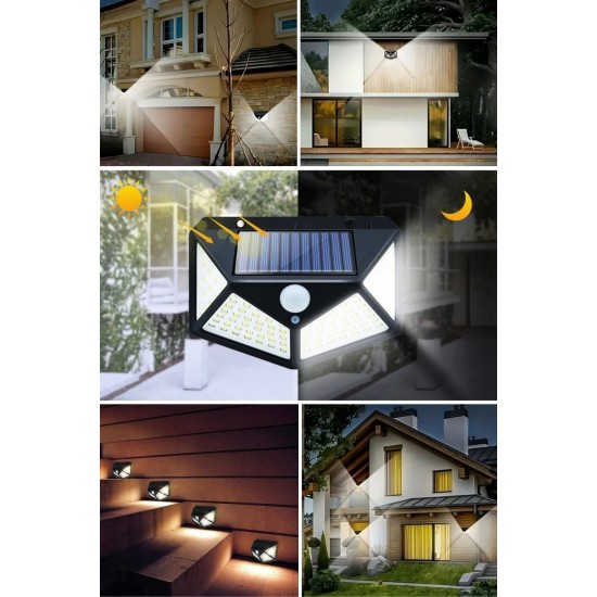Robinanka® 100 Ledli 3 Farklı Aydınlatma Ayarlı Solar Güneş Enerjili Hareket Sensörlü Bahçe Duvar Lambası Robinanka® 100 Ledli 3 Farklı Aydınlatma Ayarlı Solar Güneş Enerjili Hareket Sensörlü Bahçe Duvar Lambası