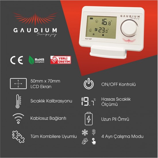 Gaudium ALV-127 Kablosuz Dijital Oda Termostatı