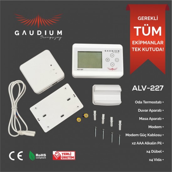 Gaudium ALV-227 Kablosuz Dijital Dokunmatik Oda Termostatı